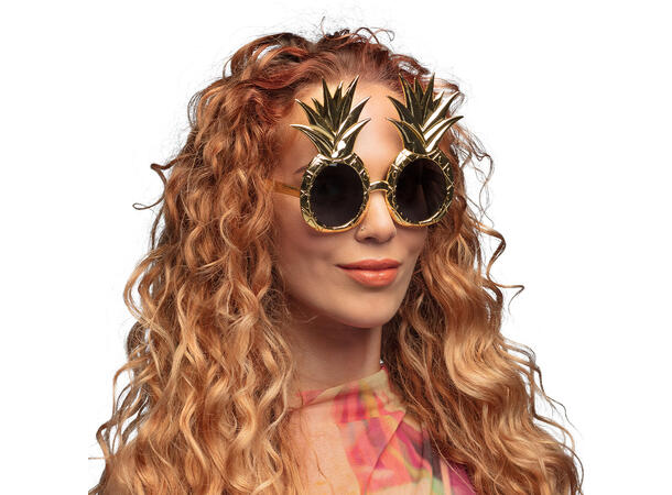 Partybriller - Annanas - Gull 1 Par briller i plast 