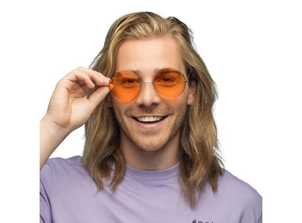 Partybriller runde - Hippie Oransje - XL 1 Par briller i plast 