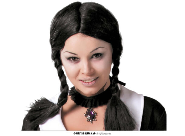 Parykk - Sort med fletter 1 Parykk i syntetisk hår 