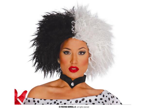 Parykk - Sort og hvit bustete 1 Parykk i syntetisk hår 