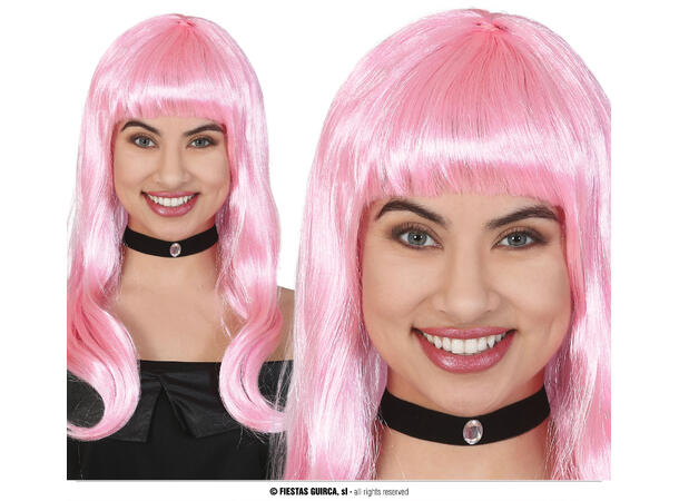 Parykk lang - Rosa 1 Parykk i syntetisk hår 