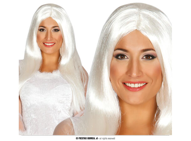 Parykk lang rett - Hvit 1 Parykk i syntetisk hår 