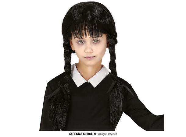 Parykk til barn - Sort med fletter 1 Parykk i syntetisk hår 