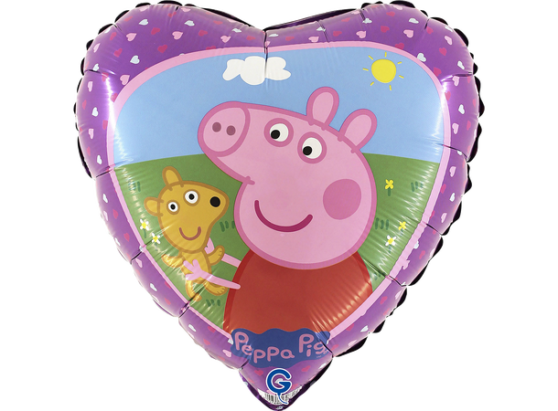 Peppa Pig & Teddy - Hjerte 1 Folieballong hjerte - 46cm (18") 