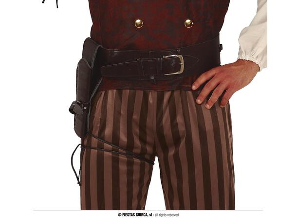 Pistolbelte - Cowboy u/pistol - Brun 1 Pistolbelte i kunstlær til voksen 