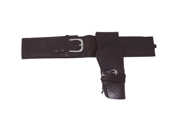 Pistolbelte - Cowboy u/pistol - Brun 1 Pistolbelte i kunstlær til voksen 