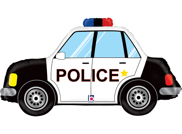 Politibil - Sort/Hvit 1 Folieballong med form - (80x43 cm) 