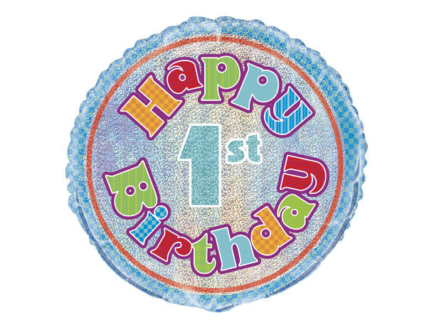 Prismatisk Happy 1st Birthday - Generisk 1 Folieballong - 46cm(18")