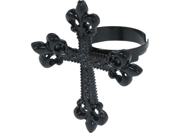 Ring - Stort gotisk kors - sort 1 Ring i metall 
