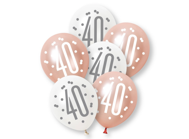 Rosegull Glitz - #40 6 Gummiballonger - 30cm (12") - 2 farger