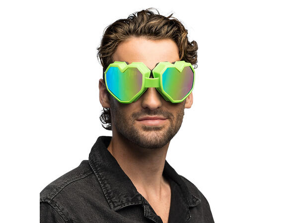 Skibriller hjerteform - Neon Ass. - UV 1 Par briller i plast 