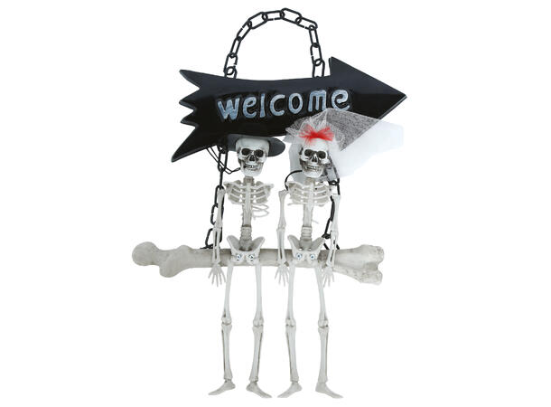Skilt m/brudeparskjelett - WELCOME 1 Dekorasjon - 30x25cm 