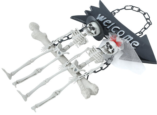 Skilt m/brudeparskjelett - WELCOME 1 Dekorasjon - 30x25cm 