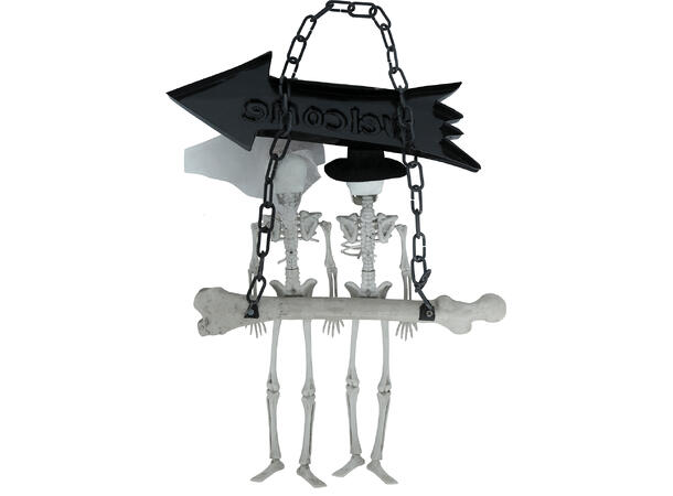 Skilt m/brudeparskjelett - WELCOME 1 Dekorasjon - 30x25cm 