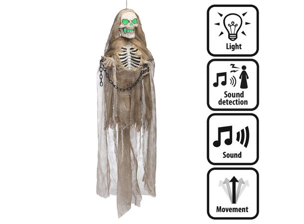 Skrekkfigur - Hengende beinrangel 1 Figur m/Lys/Lyd/Bevegelse - 183cm 