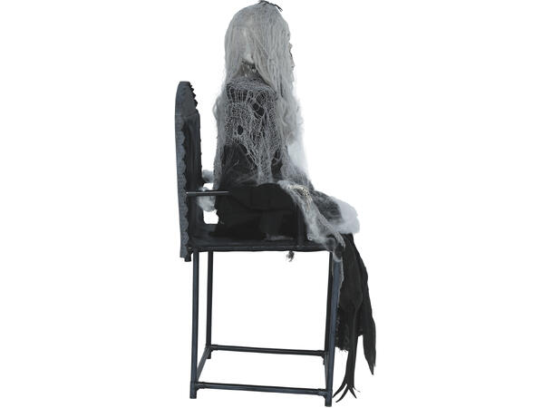 Skrekkfigur - Skjelettdame i stol 1 Figur m/lyd/lys/begegelse - 105cm 