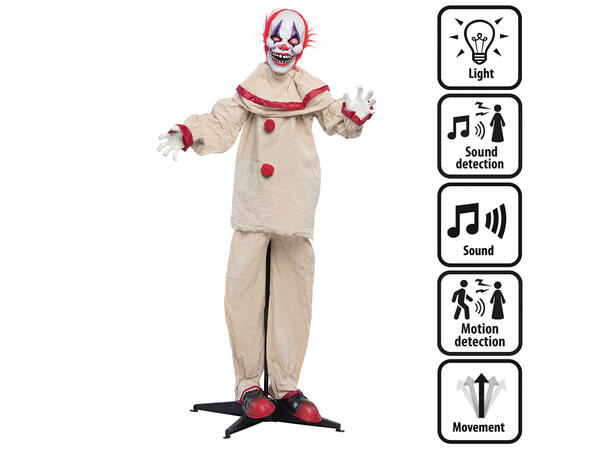 Skrekkfigur - Skummel Klovn 1 Figur m/Lys/Lyd/Bevegelse - 153cm 