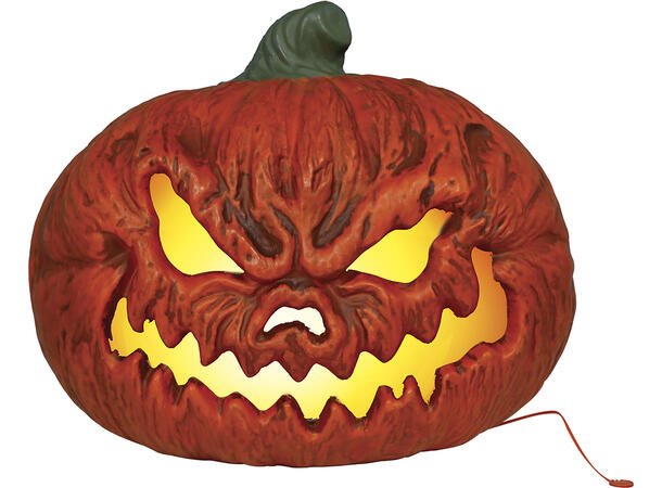 Skrekkgresskar m/intenst lys - oransje 1 Gresskar i PVC m/lys - 38cm 