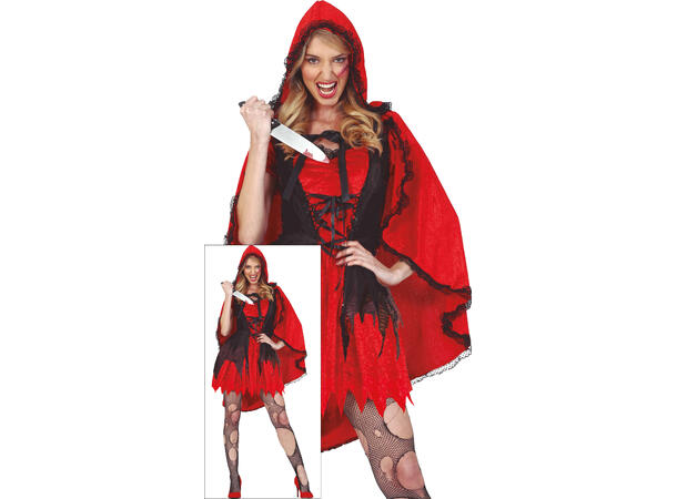 Skummel Rødhette - Kjole/kappe/hette 1 Damekostyme - str 38-40 (M) 