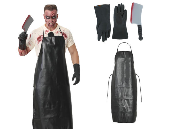 Slaktersett - Forkle, hansker, kniv 1 Sett med tre deler 