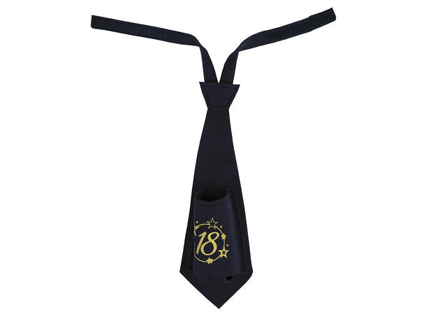Slips - Sort/gull - "18" år 1 Slips i ployester 