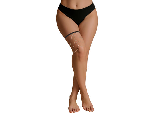 Smykke til ben - Sort/Gull m/hjerter 1 Kjede i metall/PVC til ben 