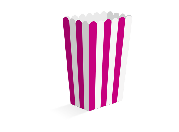 Snackboks - Mørk rosa striper 8 Snacksbokser i papir - 6,3x4,4x13,5cm 