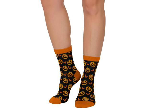 Sokker med gresskar - Sort/oransje 1 Par sokker i bomull - Str 37-41 