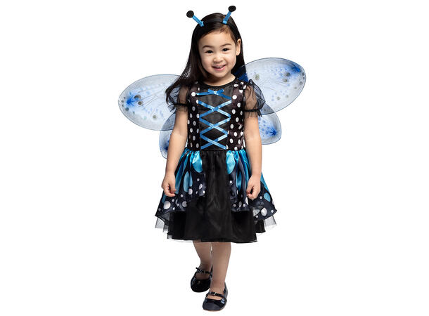 Sommerfuglkostyme - Blå/sort 1 Barnekostyme til jente- Str 3-4år 