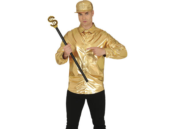 Stokk med dollartegn i gull 1 Delbar stokk i plast - 76cm 