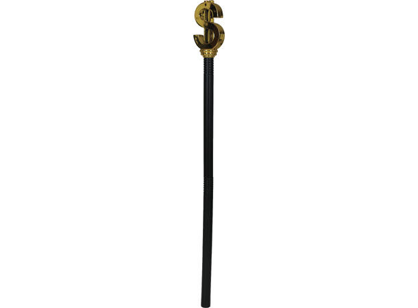 Stokk med dollartegn i gull 1 Delbar stokk i plast - 76cm 