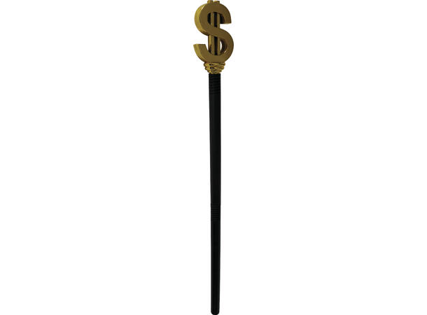 Stokk med dollartegn i gull 1 Delbar stokk i plast - 76cm 