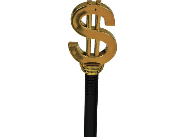 Stokk med dollartegn i gull 1 Delbar stokk i plast - 76cm 