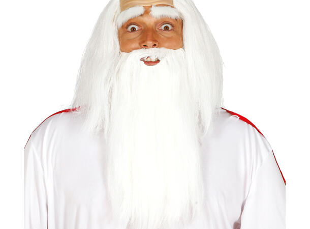 Stort hvitt skjedd med øyebryn 1 Skjegg og bryn i syntetisk hår 