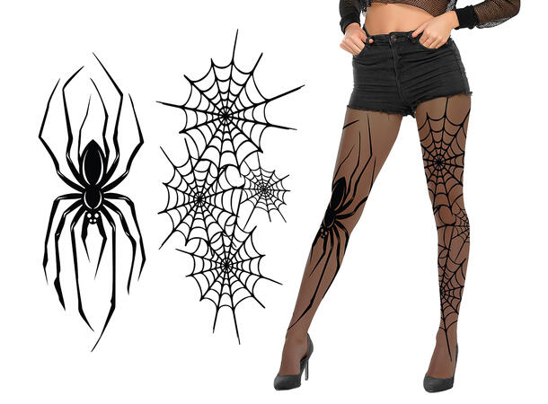 Strømpebukse m/edderkopper - sort 1 Par strømpebukser i - Onesize 