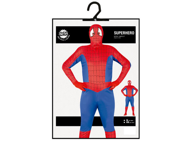 Superhelt - Edderkoppmann - Rod/Blå 1 Herrekostyme - str 54-56 (XL) 
