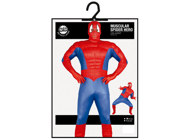 Superhelt - Edderkoppmann - Rød/Blå 1 Herrekostyme - str 48-50 (M) 