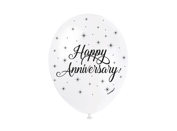 Supertprint Premium "Happy Anniversary" 5 Gummiballonger - 30cm (12")