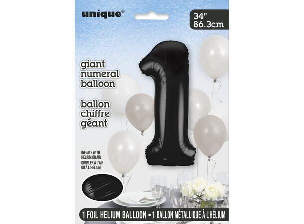 Tallballong - #1 - Sort 1 Folieballong - 86cm (34")