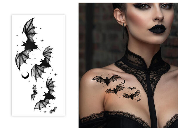 Tatovering - Flaggermus 1 Ark med tatoveringer - 15x8cm 