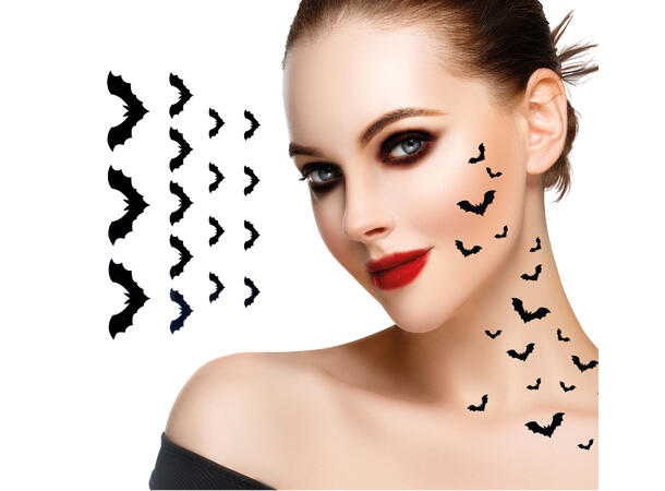 Tatoveringer - Flaggermus 2 Ark med edderkopper - 15x11cm 