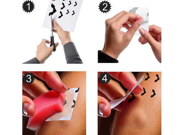 Tatoveringer - Flaggermus 2 Ark med edderkopper - 15x11cm 