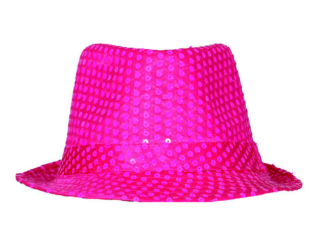 Trilbyhatt - Neon rosa m/paljetter 1 Hatt til voksen - Onesize 
