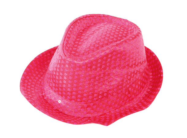 Trilbyhatt - Neon rosa m/paljetter 1 Hatt til voksen - Onesize 