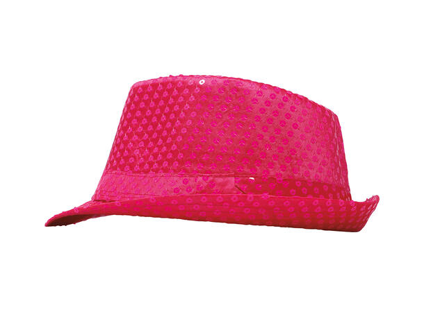 Trilbyhatt - Neon rosa m/paljetter 1 Hatt til voksen - Onesize 
