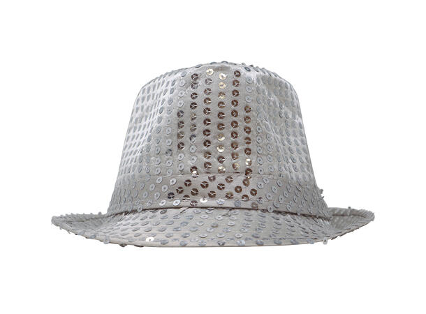 Trilbyhatt - Sølv m/paljetter 1 Hatt til voksen - Onesize 
