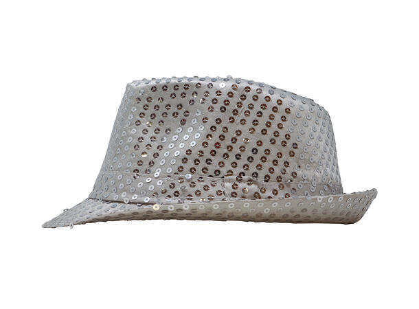 Trilbyhatt - Sølv m/paljetter 1 Hatt til voksen - Onesize 