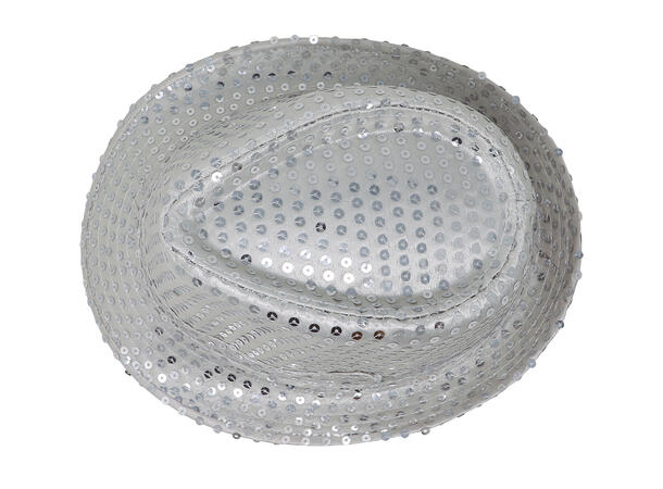 Trilbyhatt - Sølv m/paljetter 1 Hatt til voksen - Onesize 