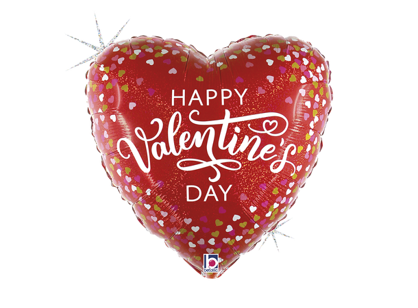 Valentine Confetti Hearts - Hjerte 1 Folieballong hjerte - 46cm (18") 