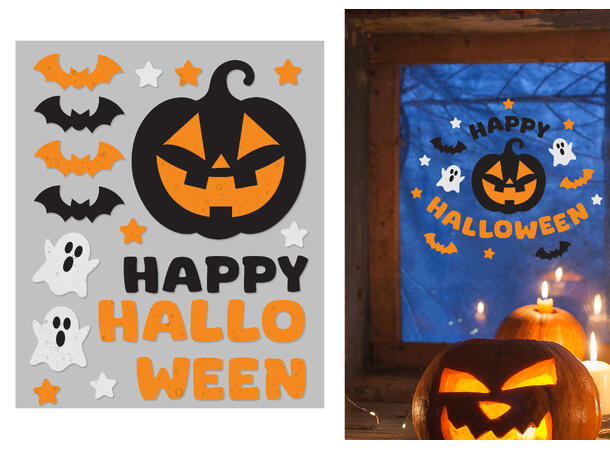 Vindusdekor - "HAPPY HALLOWEEN" - blodig 1 Vindusdekorasjon i gel - 40x50cm 